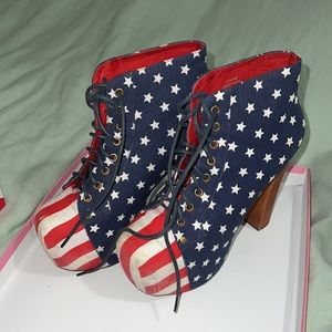 Jeffrey Campbell American flag platform heels